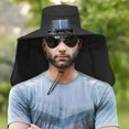 thumbnail image 4 of Under $1 PEONAVET Wide Brim Soalr Fan Hat for Men Women,Outdoor Sun Protection Sun Hat With Removable Neck Flap,UPF 50+ Fishing Hat for Fishing, Hiking, Camping（Black）, 4 of 5