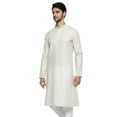 thumbnail image 2 of Ethnix Men's Indian Classic Collar Fine Cream Pin Stripe Staple Long Kurta Tunic; Cream; XL, 2 of 5