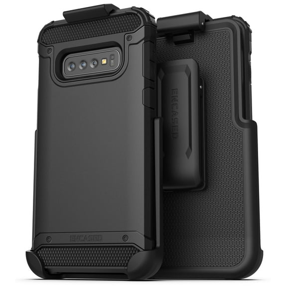 Encased Galaxy S10 Plus Belt Clip Holster Case (2019 Scorpio Armor) Ultra Protective Tough Grip Cover with Holder for Samsung Galaxy S10  - Black