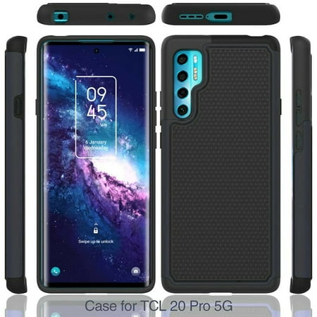 TCL 20 Pro 5G Case, [Not Fit TCL 20S] Military Grade 6 Feet Drop Test Protection Dual Layer Cover-Black