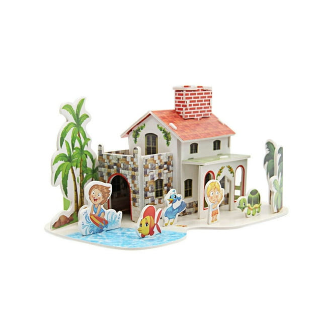 3D Paper Assembly Toy Children Architecture 1 4 Building Paper Model Kids Early Education Assembly House Toy Type 2