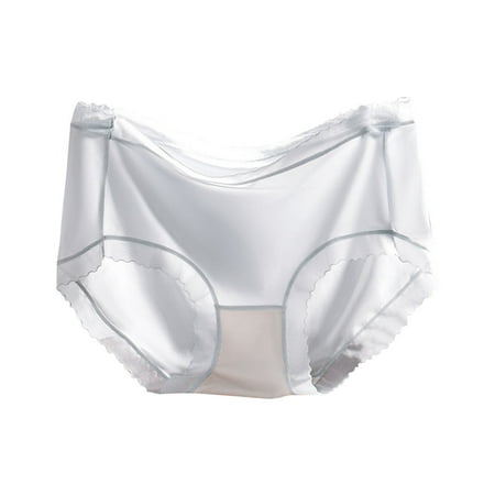 Ashirexll Underwear Women  Silk Underwear for Women Solid Color Lightweight Traceless Breathable Comfortable Mid Waist Panties for Women Light Blue C Free Size