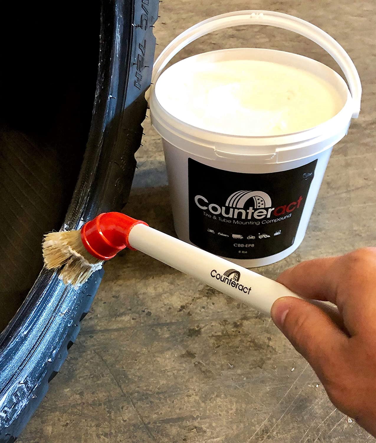 Counteract CBB-EPB Tire and Tube Soft Flexible Mounting Lubricant Brush for Euro Paste Compound, Used on Trucks, Cars, Motorcycles, ATV, UTV, RV, Dirt Bike Tires