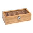 thumbnail image 4 of Estuche de almacenamiento de madera para bolsitas de té, organizador de encimera con compartimentos, tapa transparente, cajón, armario, estación de ca, 4 of 9