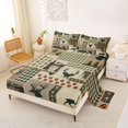 thumbnail image 2 of Manfei Green Check Buck Queen Sheets,Rustic Woodland Queen Sheet Sets,4-Piece,1 Flat Sheet, 1 Fitted Sheet and 2 Pillowcases, 2 of 6