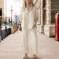 thumbnail image 6 of Mercatoo Cotton Linen Sets for Girls 2 Piece Button Blouse 𝐃ressy Tops and Wide Leg Pants Summer Shirts Teens Casual Beach Clothes, 6 of 9