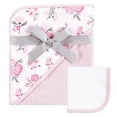 thumbnail image 2 of Hudson Baby Infant Girl Cotton Hooded Towel and Washcloth 2pc Set, Pink Floral, One Size, 2 of 2