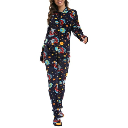 

Adult Onesie Pajamas For Women Winter Fluffy Fleece Warm Hooded Jumpsuits Sleepwear Cute Casual One-Piece Jumpsuit With Pockets