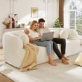 thumbnail image 3 of Muumblus 86“ Chenille Boneless Sofa, Modern Upholstered Living Room Couch, Cozy Curved 3-Seater Cloud Sofa, Beige, 3 of 9