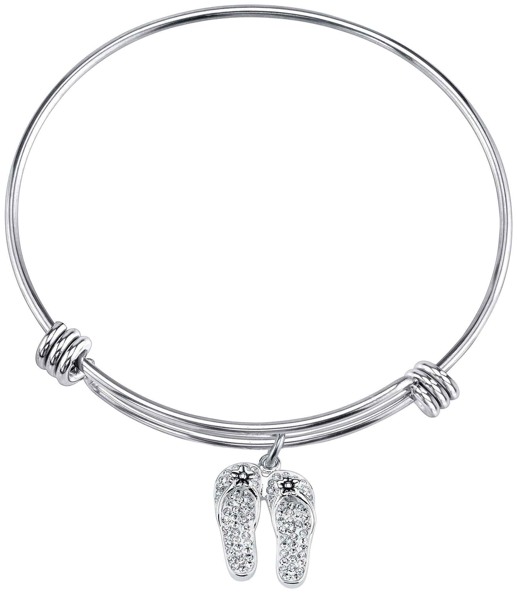 Jinique JSB-7159 Rose Gold Stainless Steel Chain with Heart Dangle and Multi Beads Anklet Bracelet
