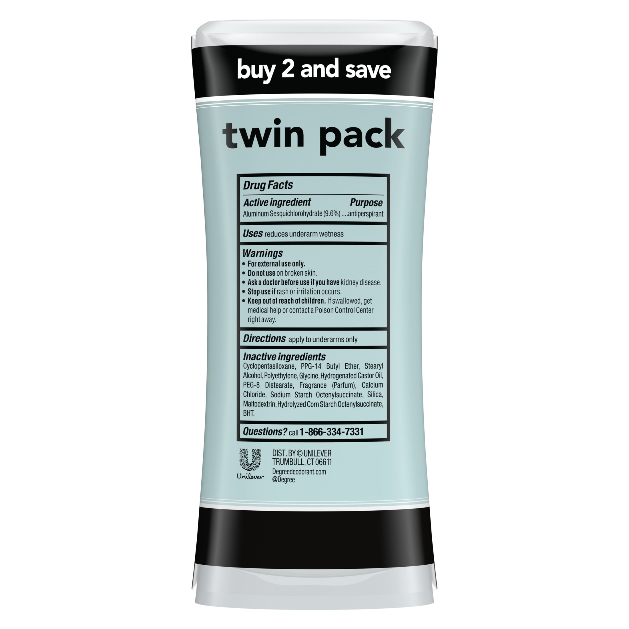 (2 pack) Degree Ultra Clear Long Lasting Women's Antiperspirant Deodorant Stick Twin Pack, Fresh, 2.6 oz
