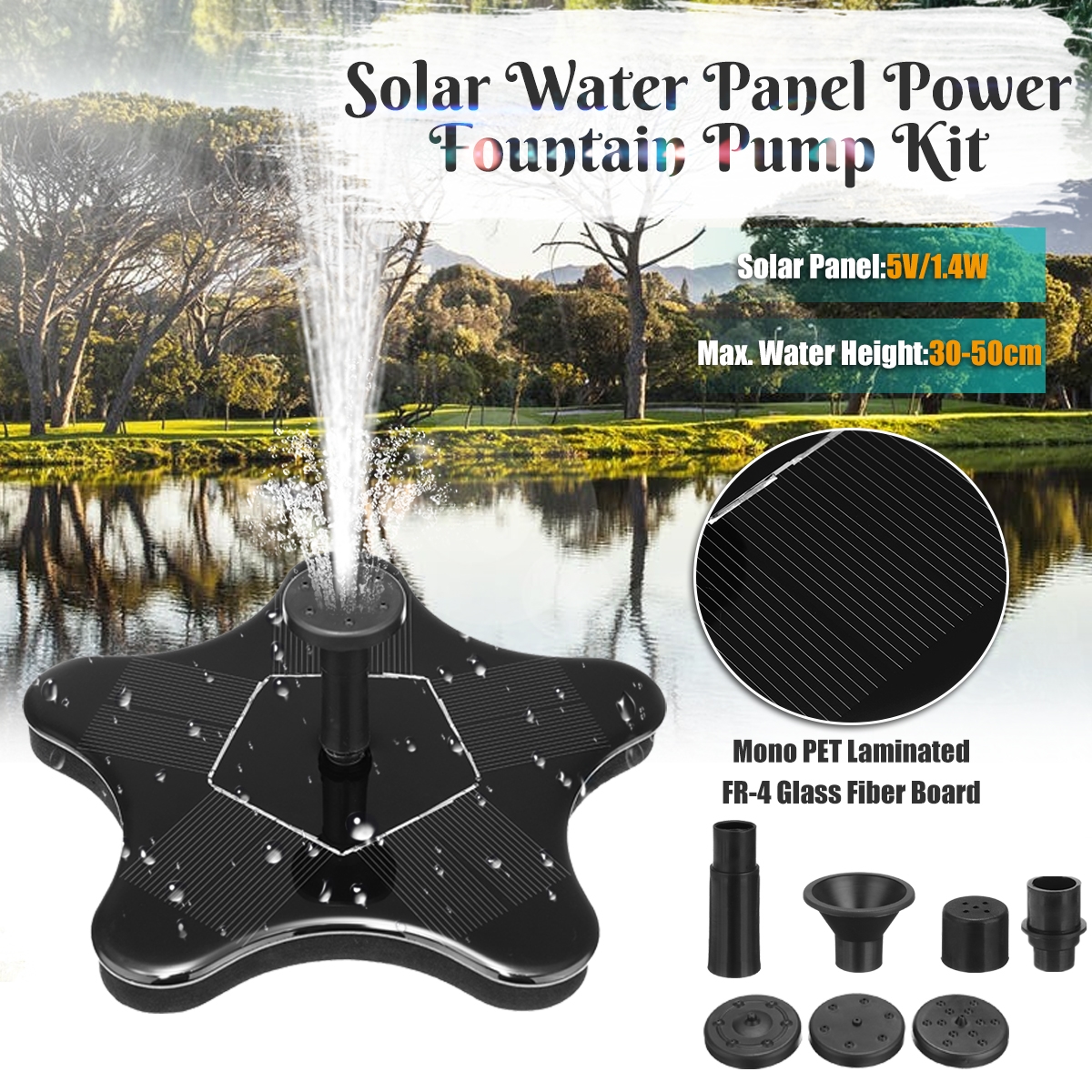 Solar Powered Bird Bath Fountain Pump Solar Panel Water Floating