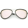 thumbnail image 1 of Women's Metal Arms Aviator Sunglasses Polarized Lens 57mm (Black Silver / Pink), 1 of 4