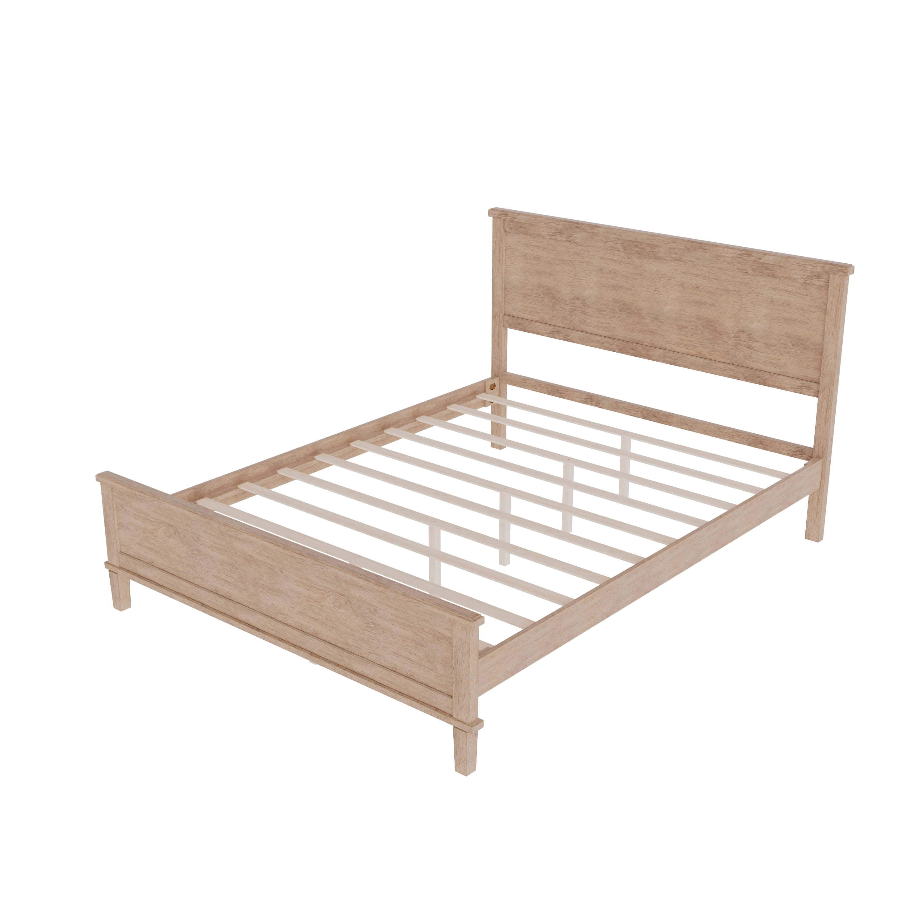 Harper & Bright Designs Full Size Platform Bed, Mid-Century Wooden Bed Frame with Headboard and Tapered Legs for Bedroom, Seadrift