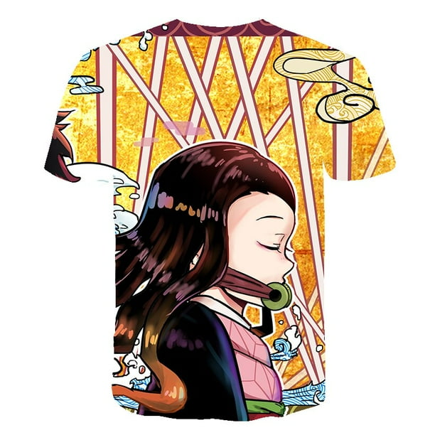 Camisetas Demon Slayer para bebé (niño o niña), camisetas de manga corta, novedad de verano, camisetas con estampado 3D, disfraces, camisetas de cuello redondo de Anime, ropa 10T Gao Jinjia LED