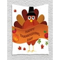 thumbnail image 1 of Turkey Tapestry, Celebration Day Illustration Farm Animal Mascot Agricultural Elements Pumpkin Apple, Wall Hanging for Bedroom Living Room Dorm Decor, 60W X 80L Inches, Multicolor, by Ambesonne, 1 of 2
