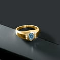 thumbnail image 3 of Gem Stone King 18K Yellow Gold Plated Silver Men's Ring Persian Blue Moissanite Created Sapphire (1.44 Cttw), 3 of 6