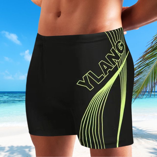 IDALL Mens Swim Trunks Mens Bathing Suit Men's New Hot Spring Beach Print Men's Boxer Pants Quick Dry Swimsuit Adult Swimming Shorts Men's Speed Dry Beach Shorts Swim Shorts Board Shorts Yellow L