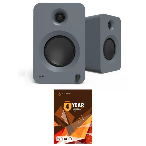 Kanto REN GREY Bluetooth Powered Bookshelf Speakers - Matte Grey Pair with 4 Year Amber Protection Plan (2024)