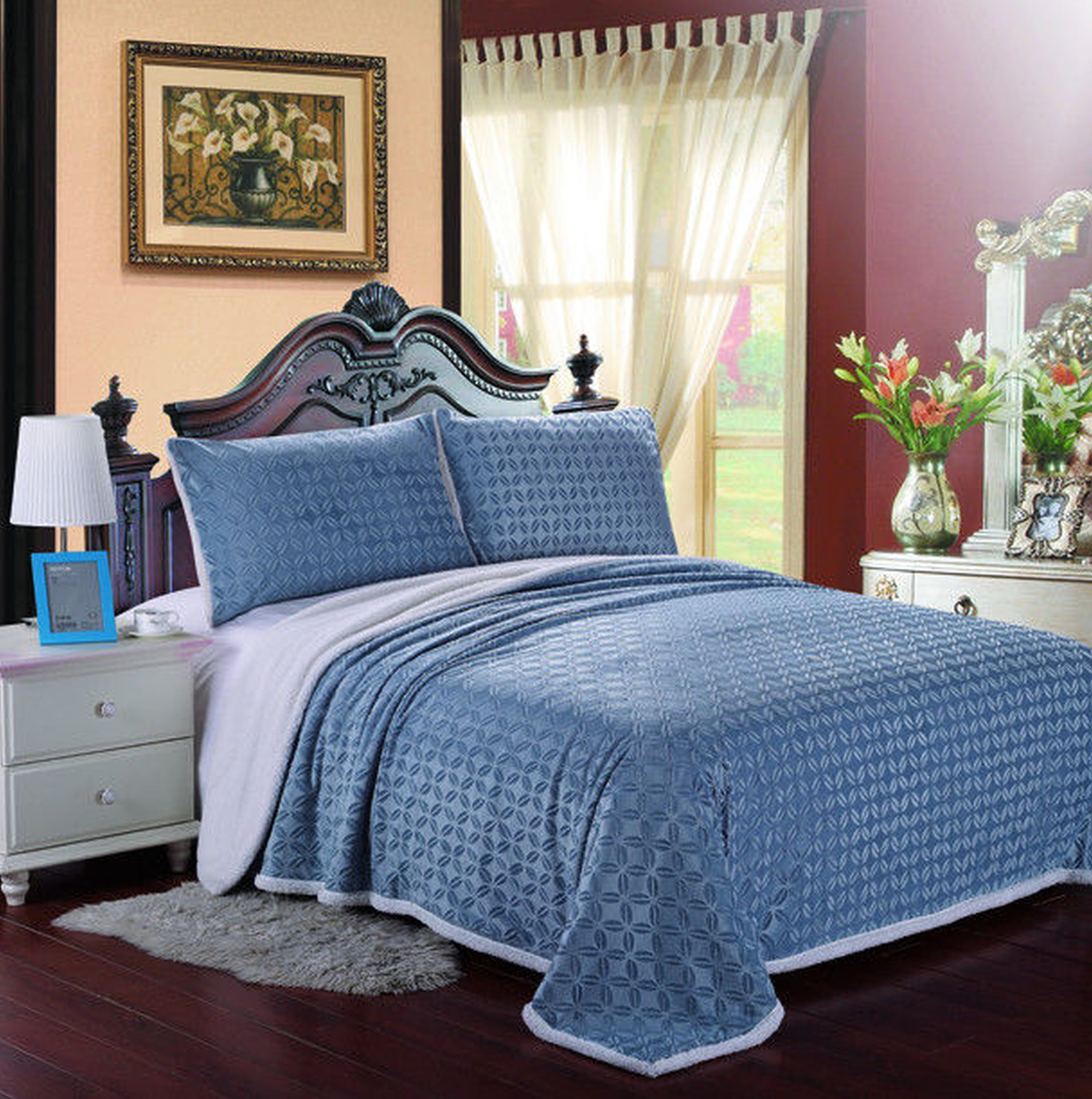 Elegant Comfort MicroSherpa Ultra Plush Blanket , Full/Queen, Aqua