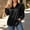 Black, variant on Women's Satin Button Down Shirt Long Sleeve Collared Blouse Plus Size Casual Top