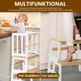 thumbnail image 6 of Kids Kitchen Step Stool Helper Baby and Toddler Multi-Function Step up Nursery Helper Stand with Safety Rail in Natural Bamboo, Strong and Lightweight (Black), 6 of 15