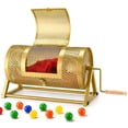 thumbnail image 1 of Raffle Drum, Thickened Metal Raffle Ticket Spinner Box with Sealing Tape, Silent Design Raffle Ticket Cage with Wooden Turning Handle & Stable Tripod, 1 of 6