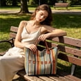 thumbnail image 5 of Large Capacity Shoulder Bag for Women, Woven Tote Bag, Lightweight Summer Commuting Handbag for Travel Work and Everyday Use, 5 of 6