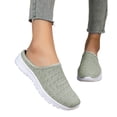 thumbnail image 5 of Women's Mesh Knit Mule Sneakers - Slip-on Backless Walking Shoes, Lightweight Breathable Casual Loafers, Comfortable Sporty Slides for Travel & Daily Wear,Green,40, 5 of 10