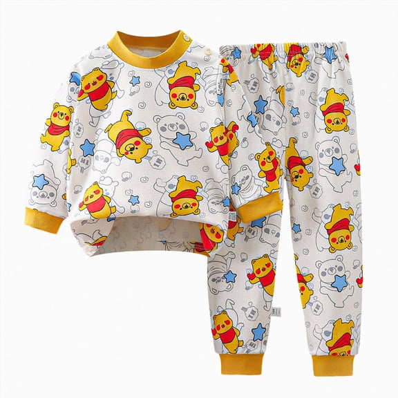 Linfrsh Summer Pajamas For Toddler Girls 3t-4t Toddler PajamasOrganic Cotton Girls Boys Pajamas for Kids Fall Winter Snug Fit Long Sleeves Pjs Set(Yellow,3-4 Years)