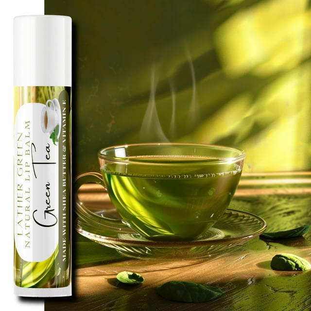 Green Tea Natural Lip Balm, Pack of 3 by LatherGreen