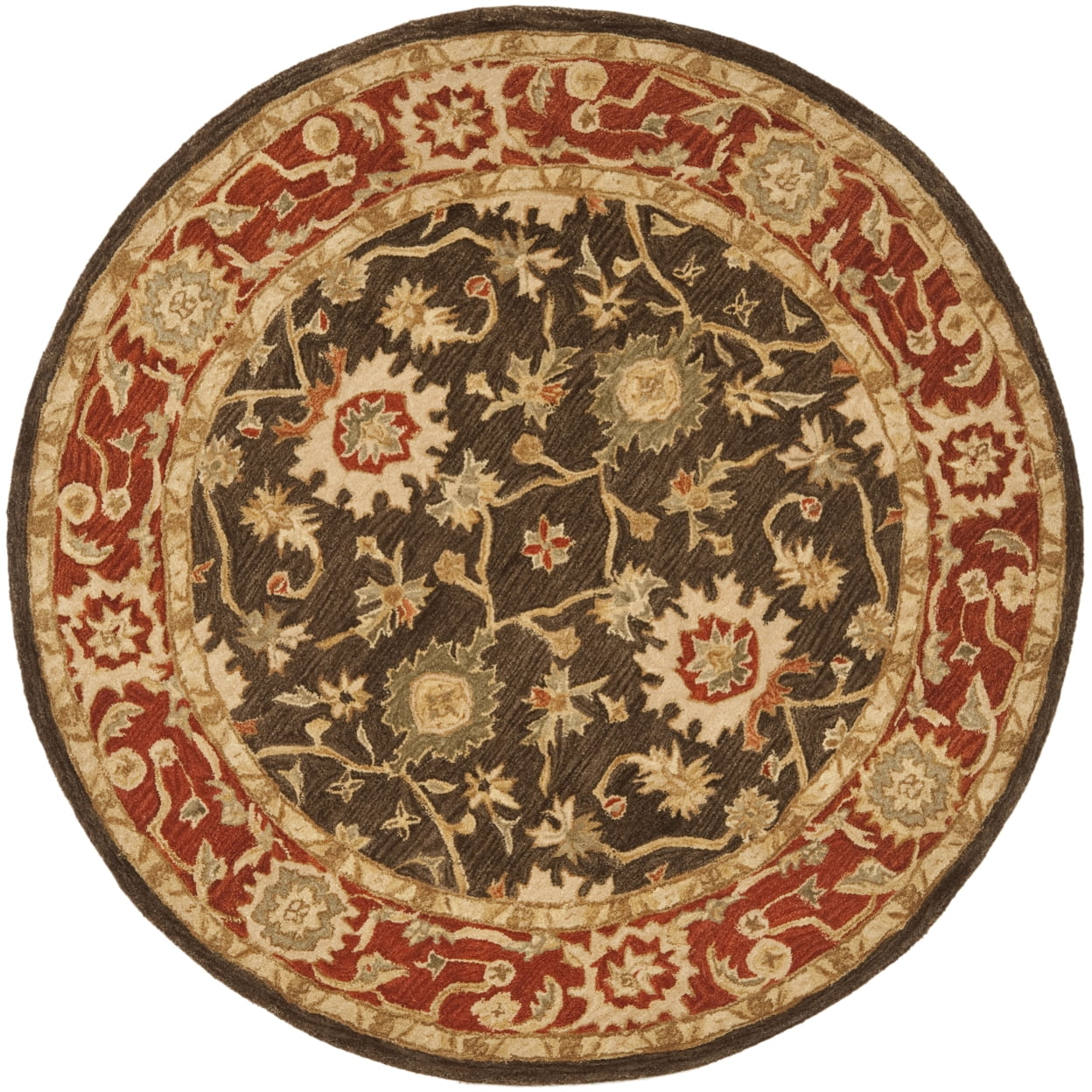 SAFAVIEH Anatolia Shirley Traditional Wool Area Rug, Olive/Rust, 9' x 12'