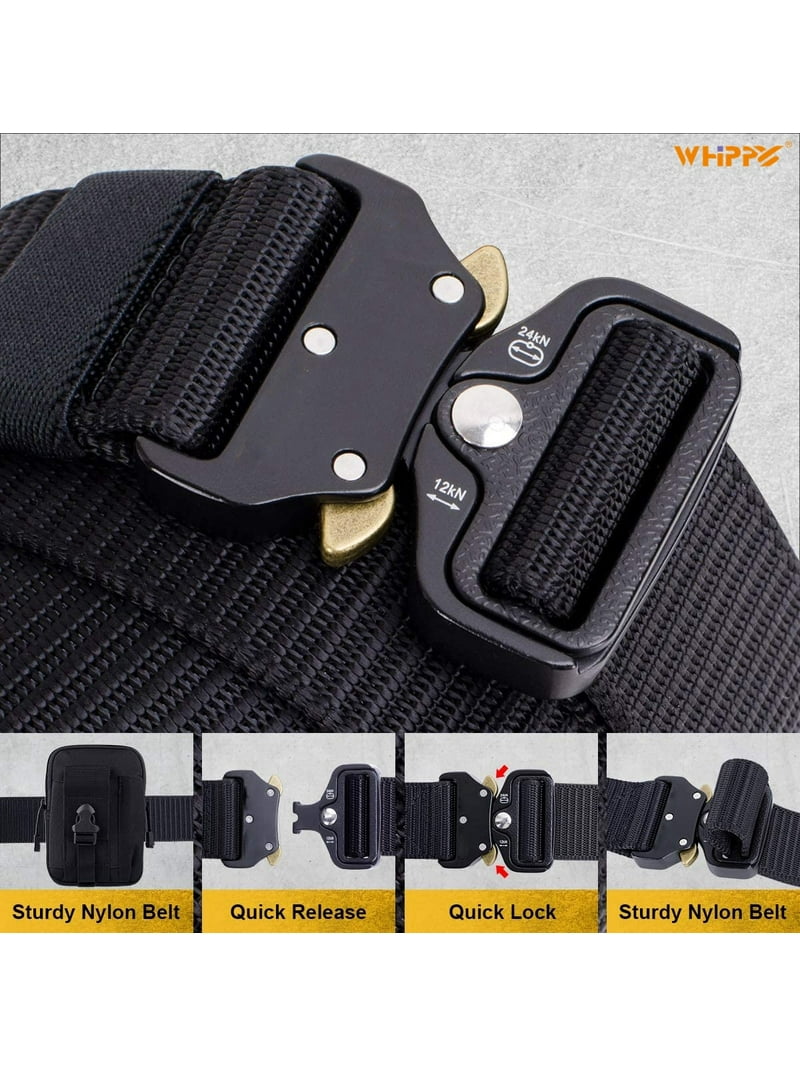 Whippy Nylon Belt for Men, Black Web Belt, Heavy Duty Quick