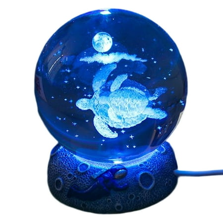

3D Carving Crystal Ball Night Light USB Plug-in Colorful Change Light Resin Base