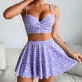 thumbnail image 2 of ZACPNCV Womens 3 Piece Tankini Set Lavender Floral Print Underwire Bra Built In Cups Skirted Bottom Open Back Swimwear, 2 of 9