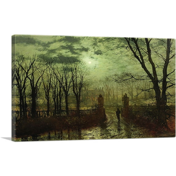 ARTCANVAS At The Park Gate 1878 Canvas Art Print by John Atkinson Grimshaw - Size: 12" x 8" (0.75" Deep)