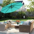 thumbnail image 3 of Costway Parasol Déporté de Patio 10 Pi avec Réglage d'Inclinaison Facile, Base Croisée, Toit Ventilé, Turquoise, 3 of 10