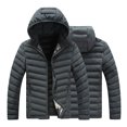thumbnail image 4 of Olyvenn Men's Fashion Autumn And Winter Stitching Warm Hooded Casual Jacket Cotton Clothes Fleece Puffer Jacket Thick Cotton Padded Overcoat Army Green 8, 4 of 8