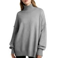 thumbnail image 1 of Pulls pour Femmes Décontractés Amples Couleur Unie Col Roulé Manches Longues Tricot Mode Automne, 1 of 4
