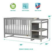 Dream On Me Milo 5-In-1 Convertible Crib and Changing Table I Free Changing Pad, Storm Grey