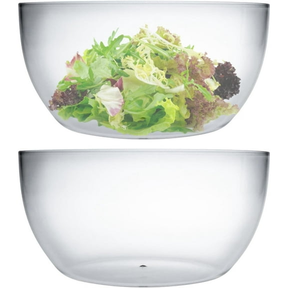 Set of 2 Acrylic Salad Bowls,Break-Resistant Bowls,Durable Serving Bowls,Stackable,Great for Salad,Fruit,Cereal,Snack and More