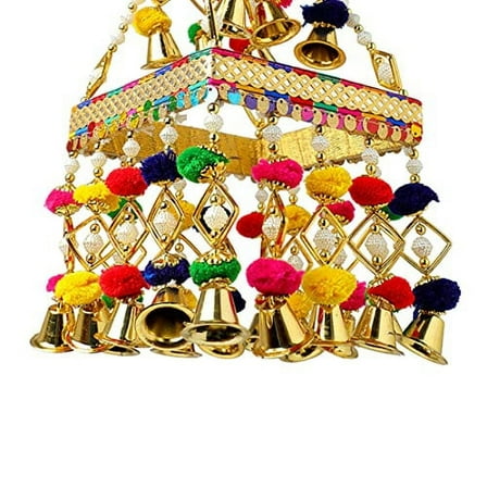 Square Centre Hanging Wall Roof Ceiling Hanging Jhoomar Colorful Pom Pom Hangings Decorative Ornament Party Christmas Decorations New year Gifts Home Décor For Wedding Festivities Gifting