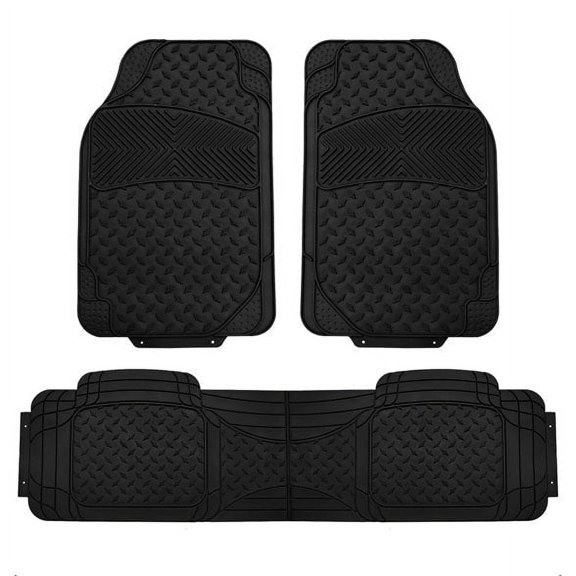 FH Group 3pc Floor Mats for Auto Car SUV Van Trimmable Black w/ Free Gift