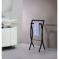 Coronado Modern Double Freestanding Bathroom Towel Rack Stand, Black Metal