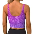 thumbnail image 3 of Fotbe Purple Glitter Pattern Womens' Sports Bra Longline Wirefree Padded with Medium Support Sports Moisture-Wicking Workou Vest,Tank Top-, 3 of 9
