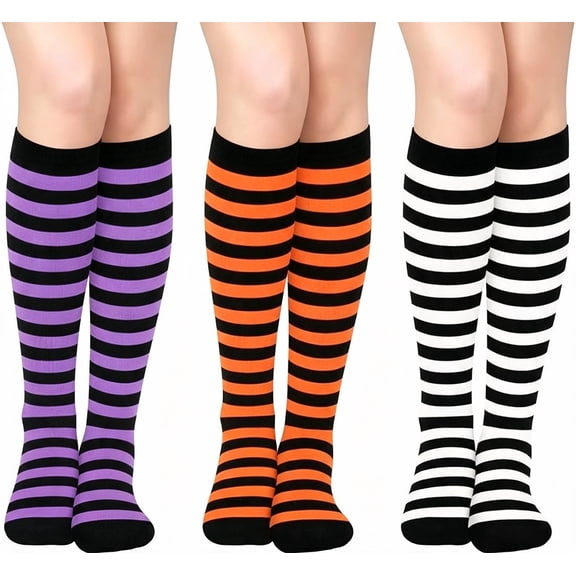 DOVACKA Cotton Knee High Socks for Women, Long Tall Stockings, Breathable Stretchy, Great for Halloween Costume & Daily Wear