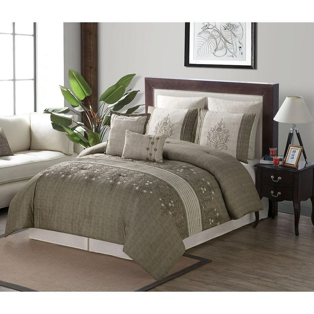 8Piece Isabelle Comforter Set Taupe, King