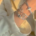 thumbnail image 3 of HOOUN Silver Cross Cuff Bracelet Men Adjustable Stainless Steel Bangle Jewelry Hot-#18, 3 of 5