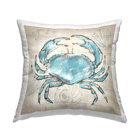 Stupell Industries Vintage Drawn Crab Decorative Printed Throw Pillow Design by Conrad Knutsen.