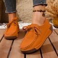 thumbnail image 2 of Platform Wedge Penny Loafers Fashion Sneakers for Women 2025 Fall Suede Wide Width Casual Walking Shoes, 2 of 7